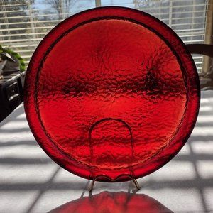 2nd. Perfect for Valentine's Day festivity! Large 13" red glass serving plate.